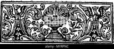 . Inglese: Fleuron dal libro: un'indagine storica dopo l'autore del credo, comunemente chiamato Athanasian. Da Elutherius Byzantinus. 338 Un indagine storica dopo l'autore del credo, comunemente chiamato Athanasian Fleuron T036317-2 Foto Stock