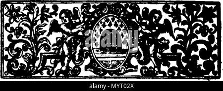 . Inglese: Fleuron dal libro: anatomia epitomized ed illustrato: contenenti, I. un conciso e semplice descrizione di tutte le parti del corpo umano e insieme con i loro vari usi nell'animale Oeconomy. II. Una grande scelta e raccolta di sculture, presentando un proprio idea della figura, dimensioni, situazione, connessione e usi delle diverse parti del corpo, in diciassette folio di rame-piastre. Da M. N. B.A. 355 Anatomia epitomized ed illustrato- CONTENENTI I Fleuron N016279-1 Foto Stock