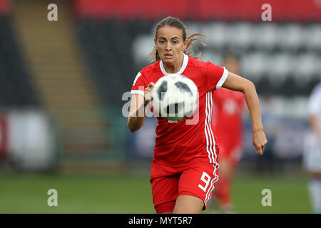 Swansea, Regno Unito. Il 7 giugno, 2018.Kayleigh verde del Galles.Le donne del Galles vs Bosnia Erzegovina le donne, la FIFA, coppa del Mondo Donne 2019 il qualificatore corrispondono, gruppo A al Liberty Stadium di Swansea, Galles del Sud giovedì 7 giugno 2018. pic da Andrew Orchard/Alamy Live News Foto Stock