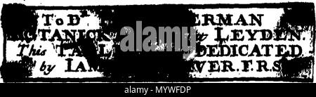 . Inglese: Fleuron dal libro: Aquatilium animalium Amboin?, &c. icones & nomina. Contenenti vicino a 400 figure, engraven su piastre di rame Crustaceous Aquatick e Testaceous animali; come aragoste, aragoste, gamberi e gamberetti, Sea-Urchins, uova, pulsanti, stelle Couries, Concks, Perywinkles, conchiglia, ostriche, muscoli, cardidi, fronzoli, fa le fusa, Capesante con subacquei altri tipi di Mare e Fiume Shell-Fish; tutti trovati circa Amboina, e la vicina Indian Shores, con loro in latino, inglese e olandese e i nomi dei nativi. Da Giacomo Petiver, speziale; F. R. S. Londra. 373 Aquatilium animalium Amboin Fleuro Foto Stock