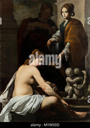 . Italiano: Betsabea al bagno . tra 1620 e 1630. Massimo Stanzione - collezione privata 14 Betsabea al bagno - Stanzione Foto Stock