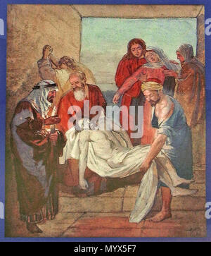 . Deutsch: Entwurf zum Bild "Beweinung Christi in der ehem. Friedhofskapelle in Schönlinde (Krásná Lípa) von Agosto Frind . 1897 36 Frind-BeweinungChristi Foto Stock