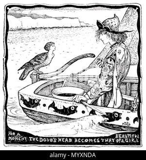 . Português: Ilustração de H. J. Ford ao conto português 'O príncipe que queria ver o mundo", non viola il libro di fata de Andrew Lang. . 1901. Henry Ford Giustizia 43 H. J. Ford - Per un momento la colomba la testa diventa quello di una bella ragazza Foto Stock