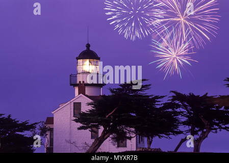 1992 punto storico PINOS LIGHTHOUSE PACIFIC GROVE MONTEREY BAY CALIFORNIA USA Foto Stock