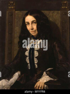 Da Michele Gordigiani,Pittura,1858 20 Elizabeth Barrett Browning da Michele Gordigiani 1858 Foto Stock