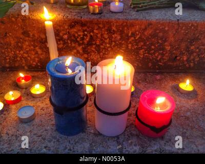 Darwin, in Australia. 16 Novembre, 2015. Commemorazione per l'13 novembre 2016 Parigi attacco terroristico - Darwin, Territorio del Nord, l'Australia - 2015/11/16 - Credito: Regis Martin / StockimoNews/Alamy Live News Foto Stock