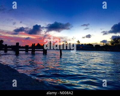 Pompano Beach, Florida, Stati Uniti d'America. 15 Agosto, 2016. Bellissimo cielo dall'intercoastal in Pompano Beach, FL Credito: SouthFl boy02 / StockimoNews/Alamy Live News Foto Stock