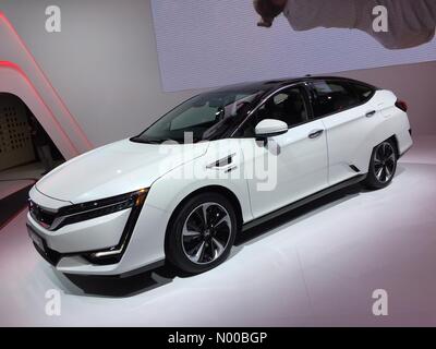 Ginevra, Svizzera. 7 Mar, 2017. Honda chiarezza cella a combustibile idrogeno auto presso il Motor Show di Ginevra 2017. Credito: opere / StockimoNews/Alamy Live News Credito: opere / StockimoNews/Alamy Live News Foto Stock