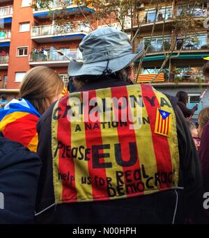 21, Barcellona, Spagna. 11 novembre 2017. Protesta contro la detenzione di membri del governo catalano, l'11 novembre credito: Queralt Sunyer/StockimoNews/Alamy Live News Foto Stock