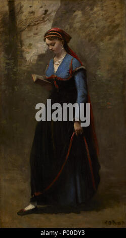 . Inglese: il lettore . 1868 54 Jean-Baptiste-Camille Corot - Il lettore - 67.31.2 - Minneapolis Institute of Arts Foto Stock