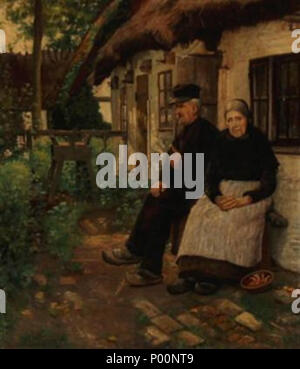 . Inglese: Sophie Holten (1858-1930) era un pittore danese che ha creato i ritratti, fiori dipinti e opere di genere . 2 gennaio 1919. Sophie Holten 94 Sophie-holten-un-vecchi sposato-giovane-a-a-country-house 1919 Foto Stock