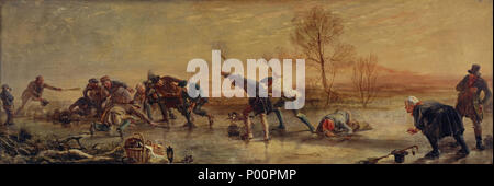 . Inglese: Titolo: arricciare il numero di accessione: NG 2641 Artista: Sir George Harvey - Scottish (1806 - 1876): galleria in deposito il tipo di oggetto: Pittura oggetto: Sport e tempo libero materiali: olio su pannello Data di creazione: 1835 misurazioni: 55.80 167.70 x cm (incorniciato: 72.70 188.90 x x 7.30 cm) linea di credito: acquistato 1995 Fotografo: Antonia Reeve Sir George Harvey 98 i bigodini da Sir George Harvey Foto Stock