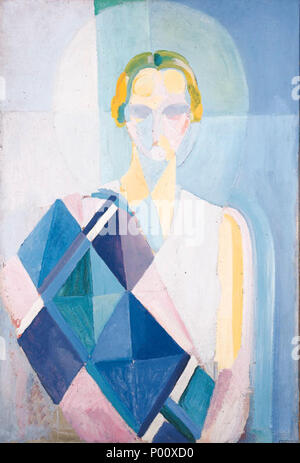 . Inglese: portrait de Madame Heim, con studio timbro 'Robert Delaunay', olio su tavola, 107,3 x 72,7 cm . Ritratto di Madame Heim . tra il 1926 e il 1927 89 Robert Delaunay Portrait de Madame Heim c1926-1927 Foto Stock