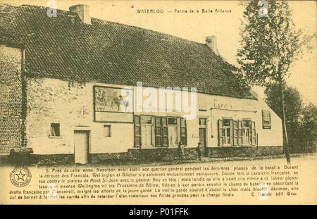 . Français : Ferme de Belle Alliance sur le site de la Bataille de Waterloo. Ancienen auberge et site touristique. Carte postale debutto xxo du siècle. . 5 febbraio 2013, 11:45:15. 1 sconosciuto Ferme Belle-Alliance N&amp;B Foto Stock