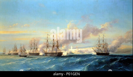 . L'attacco di Mogador dalla flotta francese Serkis Diranian. . Tra il 1854 e il 1918. Serkis Diranian (Armeno, 1854-1918) 1 l'attacco di Mogador dalla flotta francese Serkis Diranian Foto Stock
