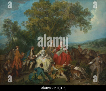Nicolas Lancret (francese, 1690 - 1743 ), pic nic dopo la caccia, probabilmente c. 1735/1740, olio su tela, Samuel H. Kress Collection 18 pic nic dopo la caccia A12523 Foto Stock