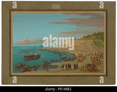 George Catlin (American, 1796 - 1872 ), Griffin entrando nel porto di Mackinaw. Agosto 27, 1679, 1847/1848, olio su tela, Paul Mellon Collection 1965.16.323 23 Griffin entrando nel porto di Mackinaw C17070 Foto Stock