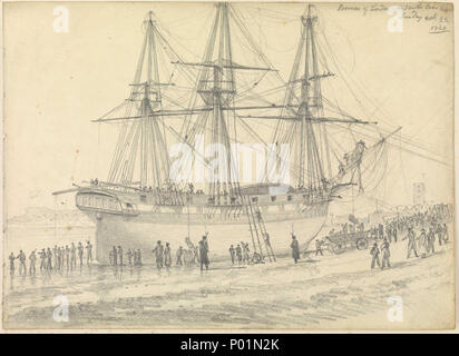 . Inglese: "Borneo" di Londra il Southsea beach, 22 ottobre 1820 n. 32 di 73 (PAI0889 - PAI0961) Disegno inscritto nella parte superiore a destra "Borneo di Londra - su South Sea beach/ Domenica octr/1820.' 'Borneo" di Londra il Southsea beach . Il 22 ottobre 1820. John Christian Schetky (1778-1874) nomi alternativi J. C. Schetky; J.C. Descrizione Schetky pittore inglese Data di nascita e morte 11 Agosto 1778 28 gennaio 1874 Luogo di nascita e morte di Edimburgo, Scozia, Regno unito Londra, Inghilterra, Regno Unito competente controllo : Q6226028 VIAF:?76190554 ULAN:?500007430 LCCN:?nr93032868 RKD:?70397 WorldCat 2 'Borneo' Foto Stock