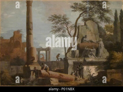 . Fantastica scena con rovine . 1728. Marco Ricci (1676-1730) Descrizione pittore italiano e printmaker Data di nascita e morte 5 Giugno 1676 21 gennaio 1730 Luogo di nascita e morte Belluno Venezia sede di lavoro Venezia, Inghilterra competente controllo : Q930162 VIAF:?ISNI 88651839:?0000 0001 4033 7191 ULAN:?500115726 LCCN:?N92024013 WGA:?RICCI, Marco WorldCat 3 'fantastica scena con rovine' da Marco Ricci, gouache su capretto, 1728, HMA Foto Stock