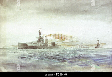 . Inglese: "Duca di ferro'-corazzate classe off una costa questo studio allentata precedentemente era stato erroneamente identificato come mostra 'King Edward VII " le navi di classe ("traballanti eights") ma sembra essere di "Duchi di ferro" nel periodo 1914-16, probabilmente a Scapa Flow. . 1914-16. William Lionel Wyllie (1851-1931) nomi alternativi W. L. Wyllie Descrizione pittore inglese Data di nascita e morte 5 Luglio 1851 6 aprile 1931 Luogo di nascita e morte Londra London Authority control : Q2579750 VIAF:?ISNI 30430865:?0000 0001 1050 1763 ULAN:?500007278 LCCN:?n84116203 NLA:?36532068 WorldCat 4 " ferro duca'-class battleshi Foto Stock