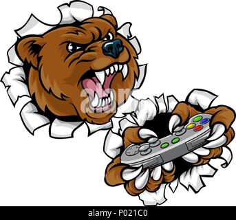 Bear arrabbiato Esports mascotte Illustrazione Vettoriale