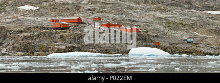 Ricerca argentina stazione base Orcadas, Laurie Isola, Orkney Islands, Drake street, penisola antartica, Antartide Foto Stock