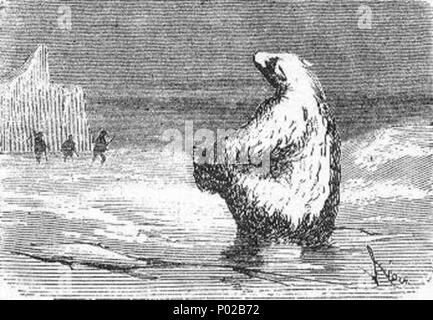 . Inglese: una illustrazione da Jules Verne del romanzo 'Viaggi e avventure del capitano Hatteras', parte II: 'il campo di ghiaccio' disegnata da Édouard Riou e/o Henri de Montaut. Polski: Ilustracja powieści Juliusza Verne"a 'Podróże ho przygody kapitana Hatterasa', części II: 'Pustynia lodowa' autorstwa Édouarda Riou i/lub Henri de Montauta. Français : Jules Verne: "Voyages et aventures du Capitaine Hatteras - Le désert de glace", Édouard Riou et Henri de Montaut. Questo file è stato caricato con Commonist. . Il 26 novembre 1866. Édouard Riou (1833-1900) nomi alternativi Edouard Riou descri Foto Stock