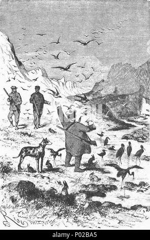 . Inglese: una illustrazione da Jules Verne del romanzo 'Viaggi e avventure del capitano Hatteras', parte II: 'il campo di ghiaccio' disegnata da Édouard Riou e/o Henri de Montaut. Polski: Ilustracja powieści Juliusza Verne"a 'Podróże ho przygody kapitana Hatterasa', części II: 'Pustynia lodowa' autorstwa Édouarda Riou i/lub Henri de Montauta. Français : Jules Verne: "Voyages et aventures du Capitaine Hatteras - Le désert de glace", Édouard Riou et Henri de Montaut. Questo file è stato caricato con Commonist. . Il 26 novembre 1866. Édouard Riou (1833-1900) nomi alternativi Edouard Riou descri Foto Stock