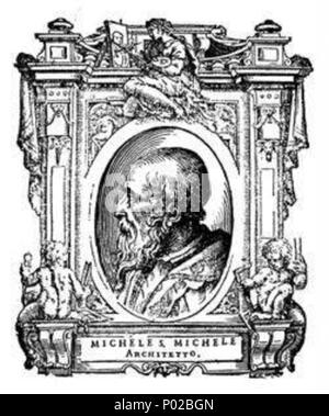 . Illustratio da 'Le vite' da Giorgio Vasari, edizione del 1568. Per l'artista ritratto vedere filename . 1568. Giorgio Vasari (1511-1578) nomi alternativi descrizione Vasari pittore italiano, architetto e storico della data di nascita e morte 30 Luglio 1511 27 Giugno 1578 Luogo di nascita e morte Arezzo Firenze sede di lavoro Firenze, Rom, Arezzo competente controllo : Q128027 VIAF:?ISNI 46768219:?0000 0001 2130 9590 ULAN:?500017608 LCCN:?n79084160 NLA:?35578126 WorldCat engravours sconosciuto 15 141 le vite, Michele Sanmicheli Foto Stock