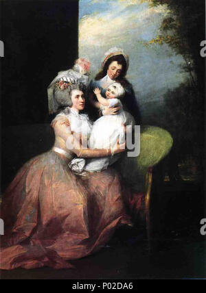 . Inglese: Ritratto di Signora John Barker chiesa (Angelica Schuyler), figlio Filippo e il servo . circa 1785 19 onorevole John Barker Chiesa figlio Filippo e servo John Trumbull Foto Stock