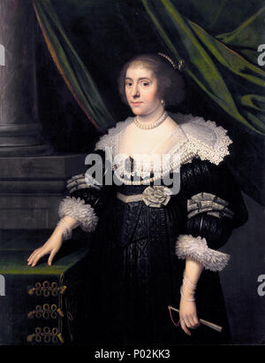 . Create dopo Frederik Henry all'adesione. . Olandese: Prinses Amalia van Solms, echtgenote van Frederik Hendrik van Oranje Principessa Amalia di Solms, moglie di Frederick Henry di Orange . circa 1640 282 Amalia van Solms porta Michiel Jansz van Mierevelt Foto Stock