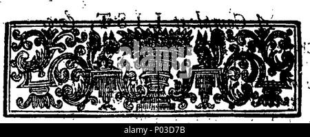 . Inglese: Fleuron dal libro: un catalogo di rarità per essere visto a Don Saltero's coffee-house di Chelsea. A cui si aggiunge, a compleat lista dei donatori dello stesso. 33 Un catalogo di rarità per essere visto a Don Saltero's coffee-house di Chelsea Fleuron T100194-1 Foto Stock
