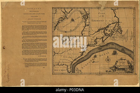. Inglese: appare nelle transazioni di American Philosophical Society, 1786. Include inset del Nord Atlantico e testo nel margine sinistro 'Commento sulla navigazione da Terranova a New York, al fine di evitare il flusso di Gulph su un lato e sull'altro le barene che si trovano a sud di Nantucket e di San Giorgio a banche,' da B. Franklin. Montato su un panno. Alto margine destro: piastra 5. Margine inferiore: di fronte pagina 315. Disponibile anche tramite la Biblioteca del Congresso sito Web come immagine raster. Copia imperfetta: sanati perdita di forma triangolare nel margine superiore. . Un grafico della corrente del Golfo. Foto Stock