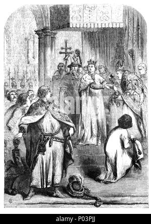 Richard II (1367-1400), re d'Inghilterra oltre ventuno anni claimind il diritto di governare in nome proprio e per prendere il controllo del governo il 3 maggio 1389. Il periodo è stata preceduta di un tempo in cui Richard power è stata revocata e il regno posto sotto la reggenza dei signori ricorrente. Giovanni di Gaunt ritornò in Inghilterra nel corso dello stesso anno e si insediarono le sue differenze con il re, dopo di che il vecchio statista ha agito come una influenza moderatrice inglese politica. Foto Stock