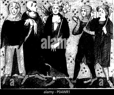 . Inglese: Fleuron dal libro: una vista completa del vestito e le abitudini del popolo d'Inghilterra, dall'istituzione dei Sassoni in Gran Bretagna per il tempo presente, illustrato da incisioni prese dai più autentici resti di antichità. Per cui il prefisso è un'introduzione, contenente una descrizione generale delle antiche abitudini in uso tra l'uomo, dal primo periodo di tempo per la conclusione del settimo secolo. Da Joseph Strutt. ... 71 una vista completa del vestito e le abitudini del popolo d'Inghilterra Fleuron T102863-29 Foto Stock