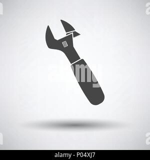 Chiave regolabile icona su sfondo grigio, round ombra. Illustrazione Vettoriale. Illustrazione Vettoriale