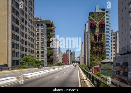 Autostrada sopraelevata noto come Minhocao (Elevado Presidente João Goulart) - Sao Paulo, Brasile Foto Stock