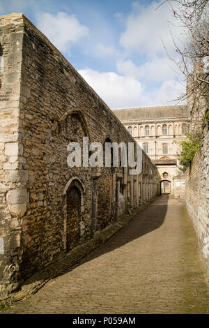 Peterborough Cathedral approccio dal lato sud Foto Stock