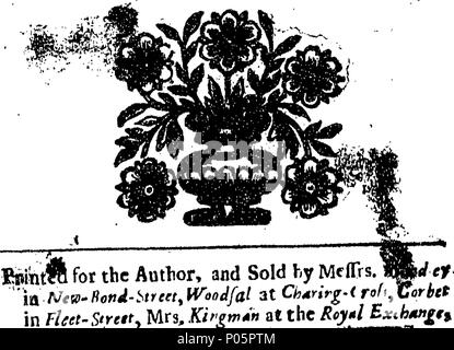 . Inglese: Fleuron dal libro: un familiare epistola al festeggiato la sig.ra Cost. Phillips, sulle sue scuse. Da un gentleman del tempio interno. 98 Una familiare epistola al festeggiato la signora Fleuron N031838-1 Foto Stock