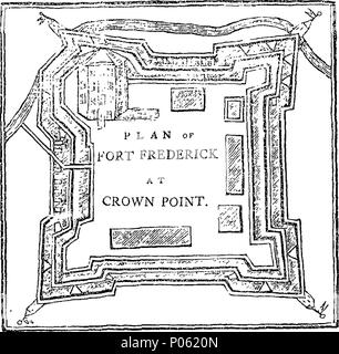 . Inglese: Fleuron dal libro: una descrizione della lingua inglese e territori francesi, in Nord America: con un account del grande caduta di Niagara; e delle cinque nazioni indiano; insieme con il piano e la descrizione di Crown Point. Essendo una spiegazione di una nuova mappa della stessa. Annunziando tutti gli sconfinamenti del francese, con le loro fortezze e usurpazioni in inglese insediamenti; e le fortificazioni di quest'ultimo. Fatto da le mappe più recenti pubblicate a Londra: e confrontato con il dottor Mitchell's, F. R. S. e ogni omissione accuratamente fornito da esso. 85 una descrizione dell'inglese e F Foto Stock