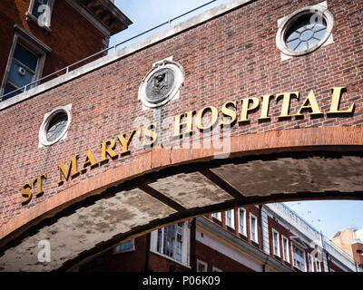 St Marys Hospital, Paddington, City of Westminster, Londra, Inghilterra, Regno Unito, GB. Foto Stock