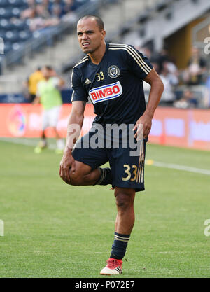 Chester, Pennsylvania, USA. 8 Giugno, 2018. Officina Fabinho (33) pre match warm-up di Talen Energy Stadium di Chester in Pennsylvania Credito: Ricky Fitchett/ZUMA filo/Alamy Live News Foto Stock