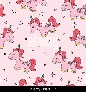 Seamless rosa modello unicorn illustrazione vettoriale Illustrazione Vettoriale