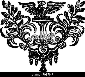 . Inglese: Fleuron dal libro: una storia generale del mondo, dalla creazione fino al tempo presente. Compresi tutti gli imperi e i regni, e membri; le loro rivoluzioni, forme di governo, di leggi, di religioni, di costumi e maniere; i progressi del loro apprendimento, Arti e Scienze, commercio e scambi; insieme con loro cronologia, antichità, edifici pubblici e curiosità della natura e dell'arte. Da William Guthrie, Esq; John Gray, Esq; e altri eminenti in questo ramo della letteratura. Volume I. 107 una storia generale del mondo, dalla creazione fino al tempo presente Fleuron T138428-17 Foto Stock