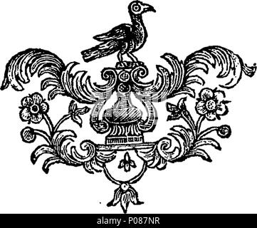 . Inglese: Fleuron dal libro: una storia generale del mondo, dalla creazione fino al tempo presente. Compresi tutti gli imperi e i regni, e membri; le loro rivoluzioni, forme di governo, di leggi, di religioni, di costumi e maniere; i progressi del loro apprendimento, Arti e Scienze, commercio e scambi; insieme con loro cronologia, antichità, edifici pubblici e curiosità della natura e dell'arte. Da William Guthrie, Esq; John Gray, Esq; e altri eminenti in questo ramo della letteratura. Volume I. 107 una storia generale del mondo, dalla creazione fino al tempo presente Fleuron T138428-18 Foto Stock