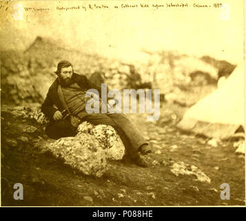 . Inglese: William Simpson in Crimea. Fotografo: Roger Fenton. (20 marzo 1819 - 8 agosto 1869) la scrittura sulla stampa membri, 'William Simpson fotografata da R. Fenton sulla collina Cathecart prima Sebastapol. La Crimea. 1855". Adrian Lipscomb collezione. . 11 dicembre 2004, 21:39:50. Roger Fenton (1819-1869) Descrizione fotografa britannica, giornalista, artista e fotografo di guerra Data di nascita e morte 28 marzo 1819 6 Agosto 1869 Luogo di nascita e morte Lancashire Potters Bar periodo di lavoro c.1851-1869 competente controllo : Q345666 VIAF:?ISNI 66536514:?0000 0000 6647 3397 ULAN:?50001726 Foto Stock