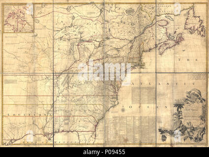 129 una mappa degli Inglesi e dei domini francese in America del Nord, con le strade, distanze, i limiti e la portata degli insediamenti, umilmente inscritto a destra onorevole il Conte di Halifax e la LOC 74693175 Foto Stock