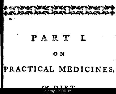 . Inglese: Fleuron dal libro: un abstract di un corso di lezioni sulle pratiche medicinali, considerati come relativi alla dieta, chirurgia e farmacia e sulla moderna pratica del fisico. Da Francesco de Valangin, M. D. Colleg. Regal. Medicox. Lond. 287 Un abstract di un corso di lezioni sulle pratiche medicinali, considerati come relativi alla dieta, chirurgia e farmacia e sulla moderna pratica di physic Fleuron N014909-6 Foto Stock