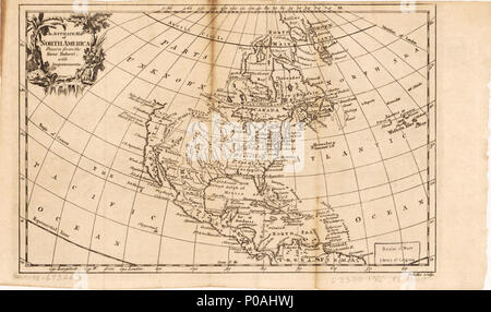 . Inglese: Scala ca. 1:40.000.000. Sollievo mostrato graficamente. Da Richard Brookes' il dizionario geografico generale. 2d ed. 1766. Disponibile anche tramite la Biblioteca del Congresso sito Web come immagine raster. Vault AACR2 . Una mappa accurata del Nord America. 1766. Robert de Vaugondy, Gilles; Rollos, George 294 una mappa accurata del Nord America 75693263 LOC Foto Stock