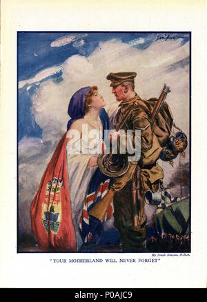 . 'La tua patria non dimenticherò mai", una illustrazione dal Canada in kaki. . Guerra mondiale I. Joseph Simpson 107 La patria non potrà mai dimenticare Foto Stock